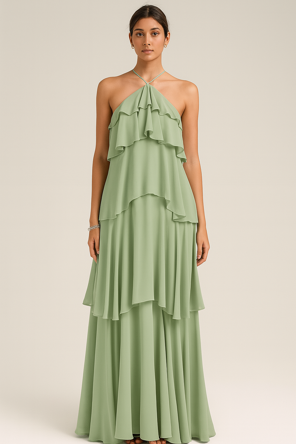 Vestido Gardênia Longo com Babados
